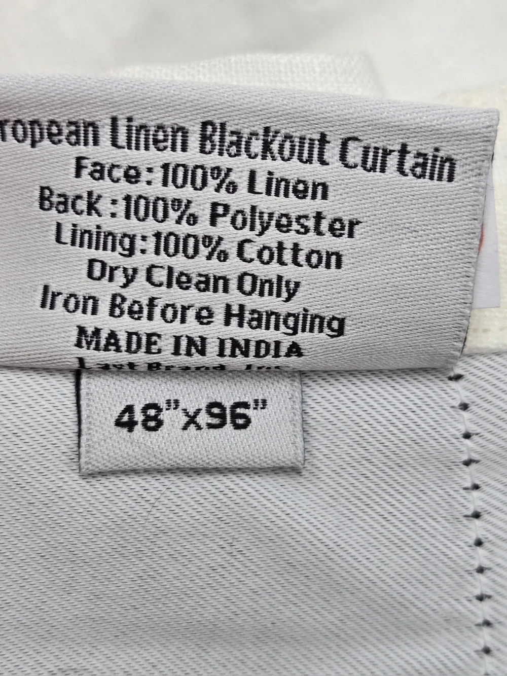 QUINCE Set Of 2 48x96 European Linen True Blackout Curtains White 0466